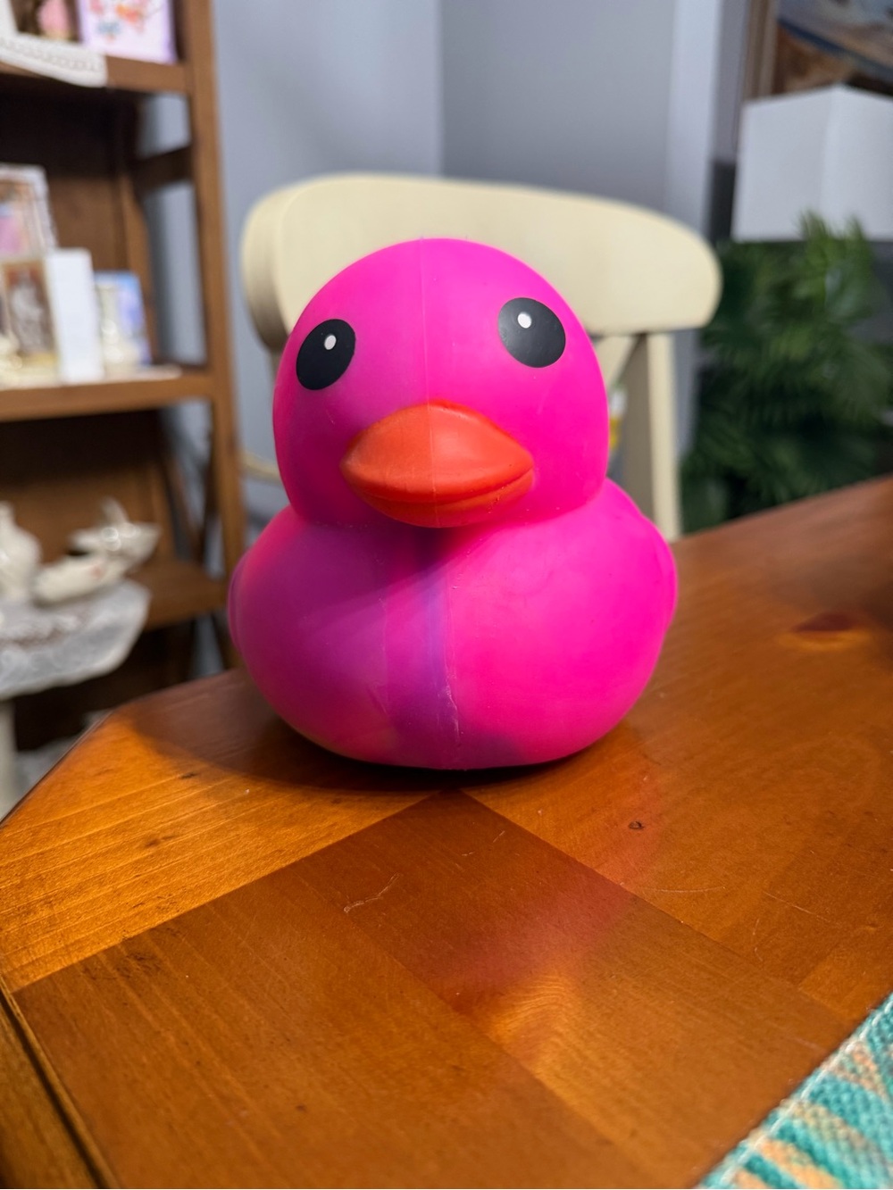 Bright Pink Rubber Duck with Orange Beak